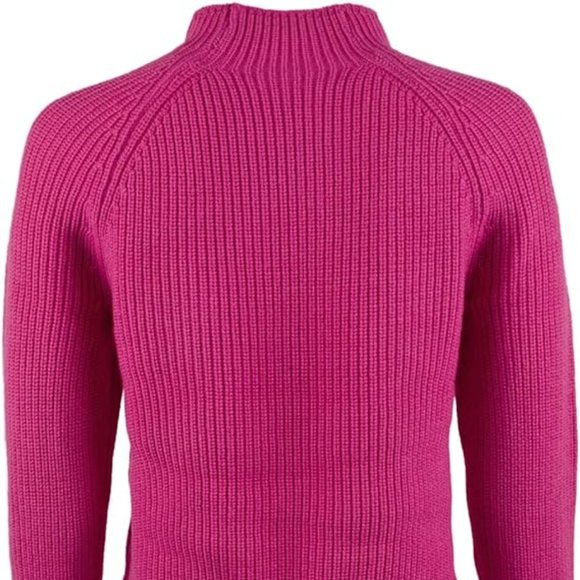 Ralph Lauren Mock Neck Merino Wool Long Sleeve Fuchsia Purple Pink Knit Sweater - Picture 2 of 5